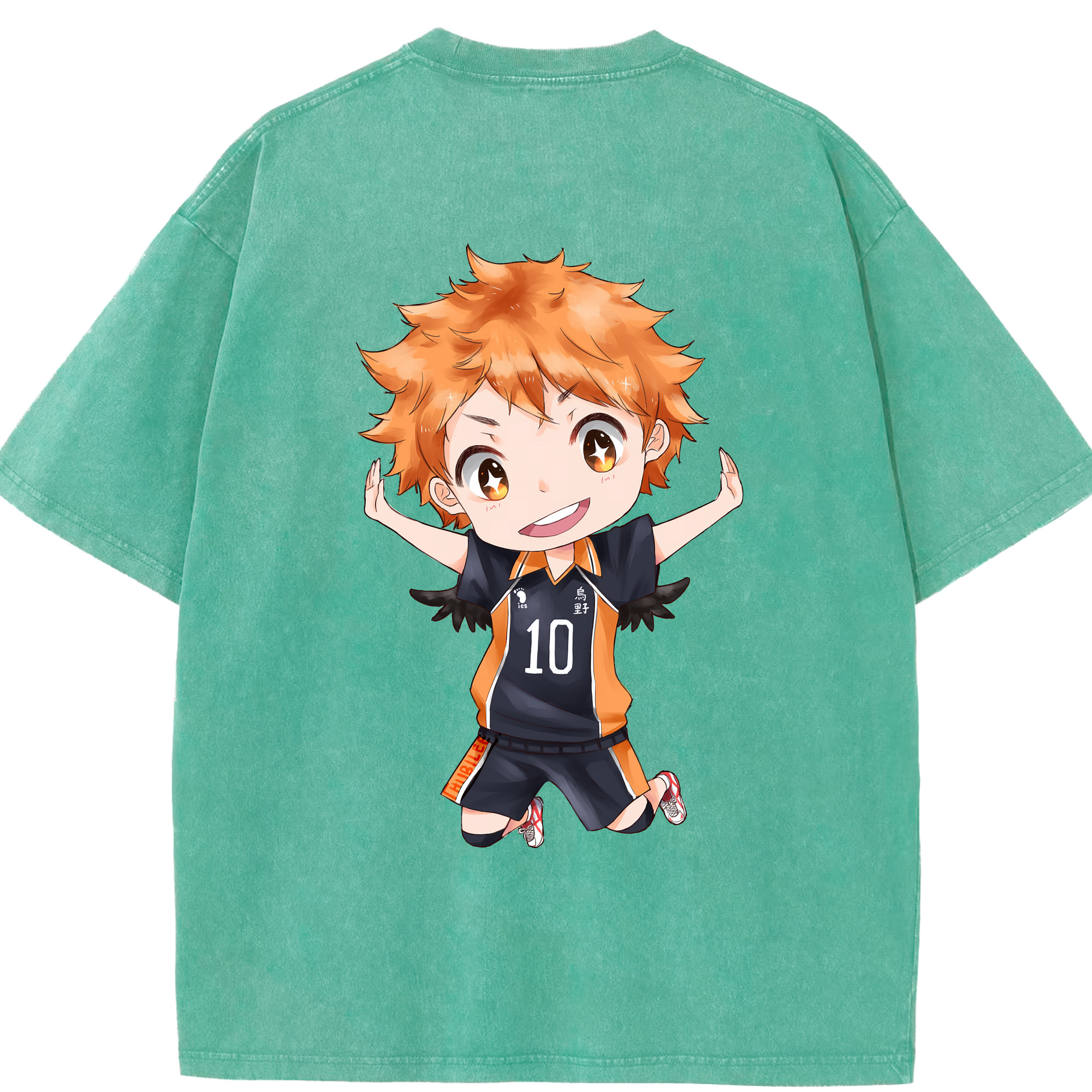 （画像用） ハイキュー!! Haikyu!! 綿100% ヴィンテージ風 半袖Tシャツ（背面プリント）